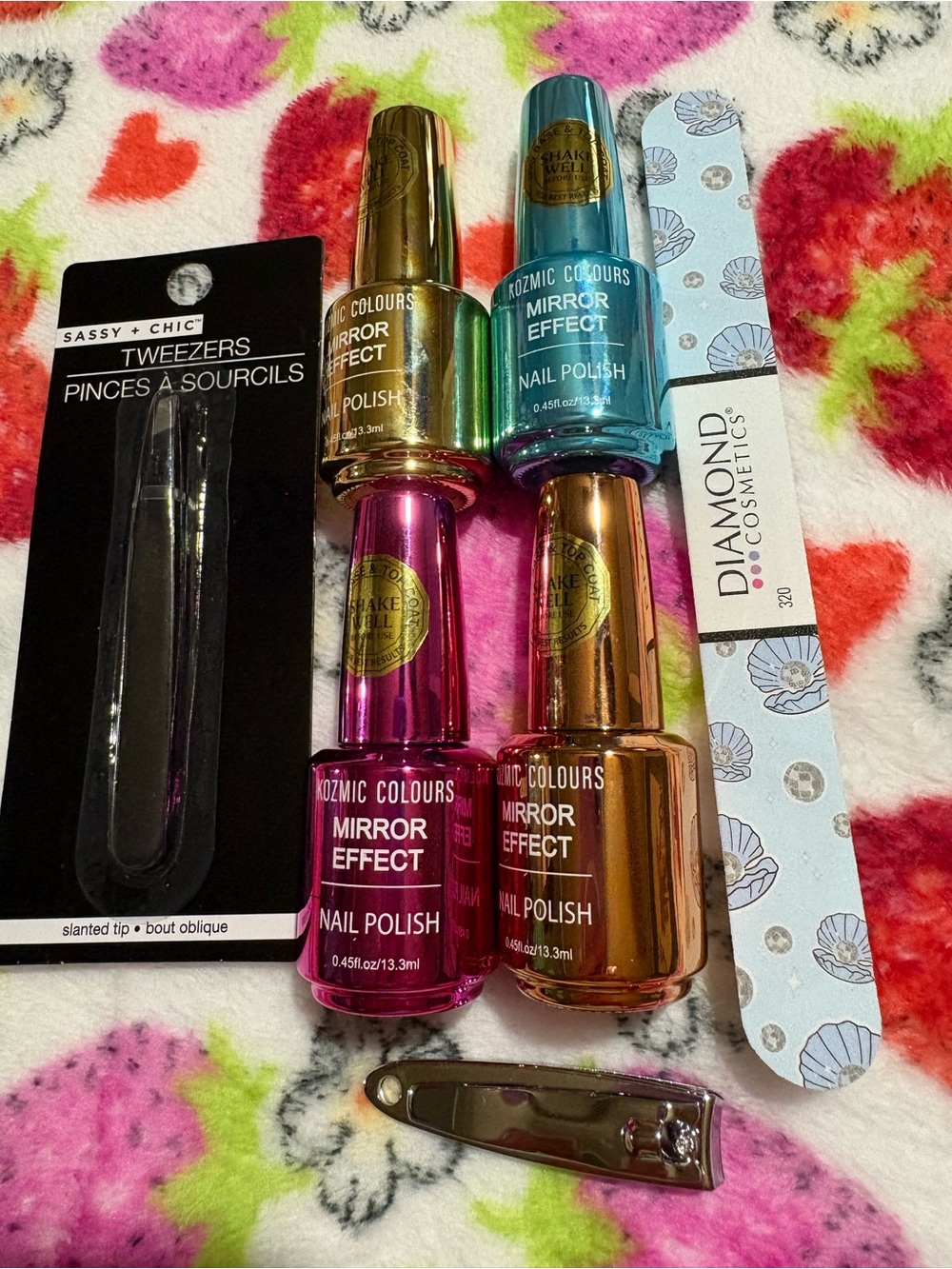 Kozmic Colours Mirror Effect Nail Polish Set - Pink, Gold, Teal, Fuchsia
